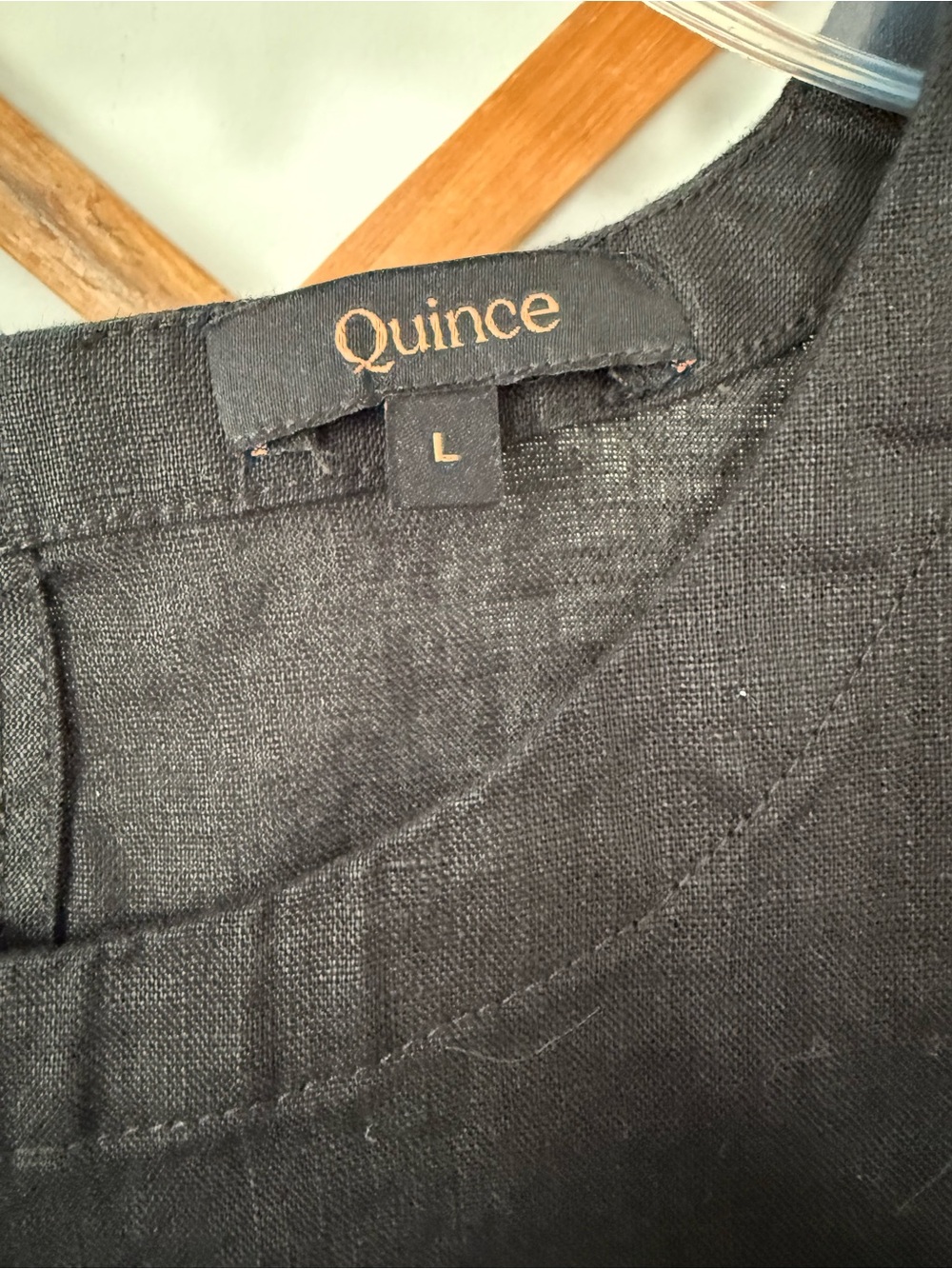Quince Linen Large Black Sleeveless Top Neutral - Picture 3 of 4